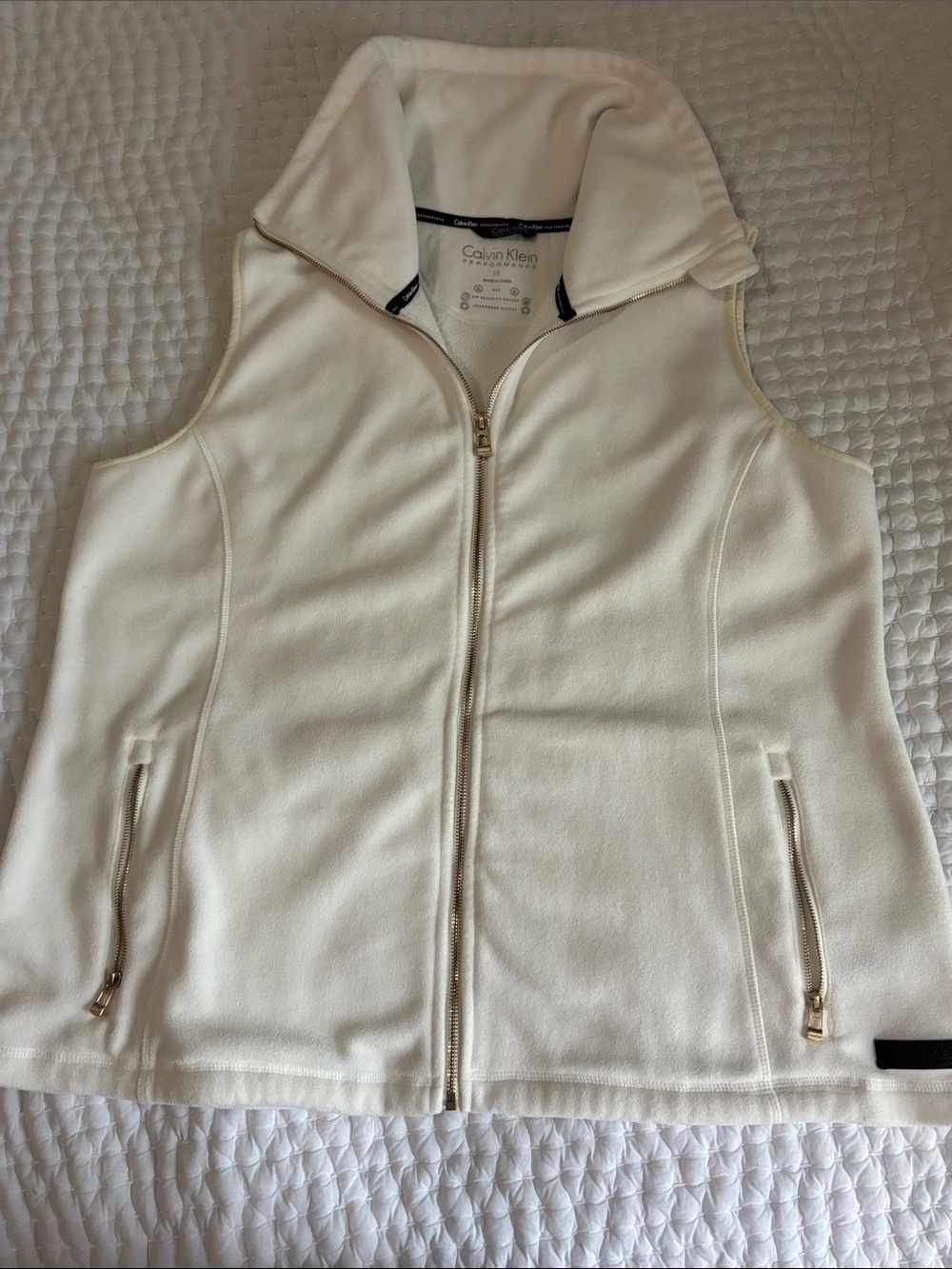Calvin Klein Ivory Sleeveless Zip Vest